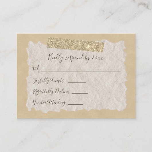 Carte RSVP Style Scrapbook Gold Parties scintillan (Devant)