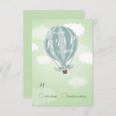 Carte RSVP Stylée Hot Air Blue Balloon (Devant / Derrière)