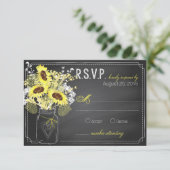 Carte RSVP Sunflower et Chalkboard (Debout devant)