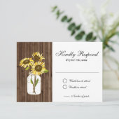 Carte RSVP Sunflower Wood Mason Jar (Debout devant)