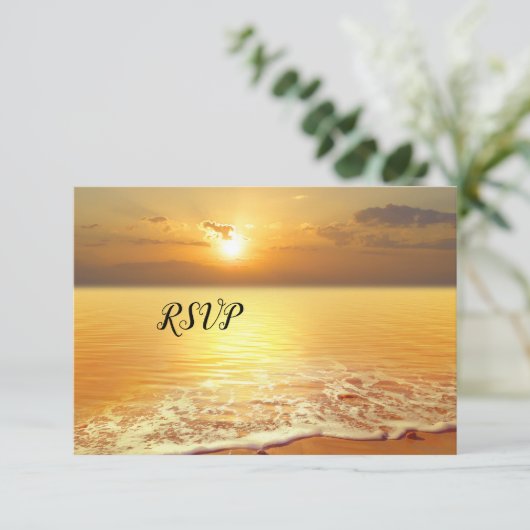 Carte RSVP Sunset Beach Wedding (Debout devant)