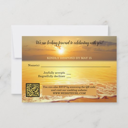 Carte RSVP Sunset Beach Wedding (Dos)