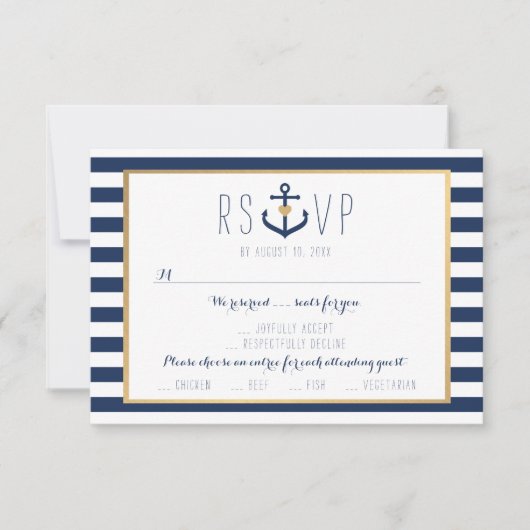 Carte RSVP sur le thème nautique - Carte de répons (Devant)