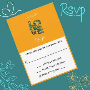 Carte RSVP sur le thème Orange de la Marguerite au