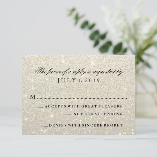 Carte RSVP - Tab Glit Or Blanc (Debout devant)