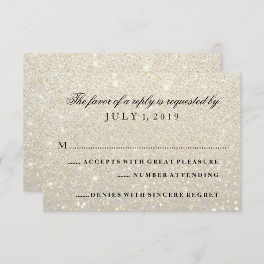 Carte RSVP - Tab Glit Or Blanc (Devant / Derrière)