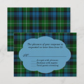 Carte RSVP Tartan Plaid Sky Blue & Green Lamont (Devant / Derrière)