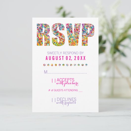 Carte RSVP Thème Candy (Debout devant)