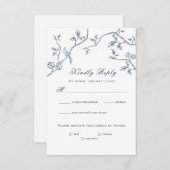 Carte RSVP Toile bleu et blanc (Devant / Derrière)