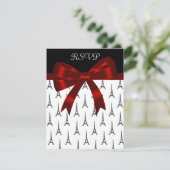 Carte RSVP Tour Eiffel Bow rouge (Debout devant)