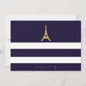 Carte RSVP Tour Eiffel dorée avec rayures (Dos)