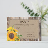 Carte RSVP Tournesol Rustique (Debout devant)