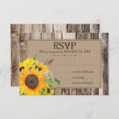 Carte RSVP Tournesol Rustique (Devant / Derrière)