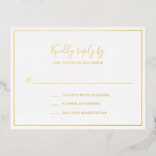 Carte RSVP traditionnelle élégante de mariage (Recto)