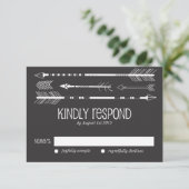 Carte RSVP Tribal Flèches | Gris (Debout devant)