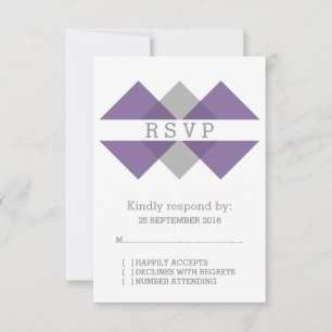 Carte RSVP triée géométrique violet gris