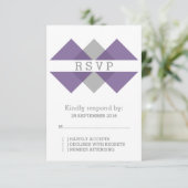 Carte RSVP triée géométrique violet gris (Debout devant)