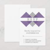 Carte RSVP triée géométrique violet gris (Devant / Derrière)