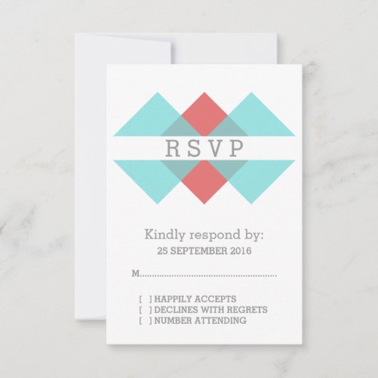 Carte RSVP trieuse rouge turquoise (Devant)