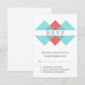 Carte RSVP trieuse rouge turquoise (Devant / Derrière)