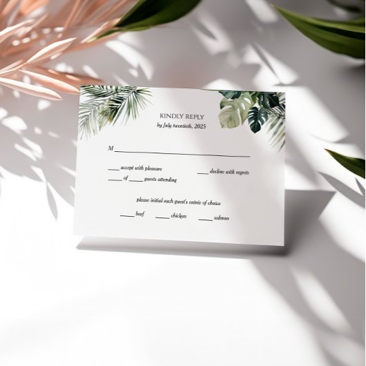 Carte RSVP Tropical Botanique - Mariage de destina