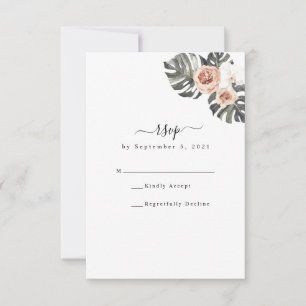 Carte RSVP Tropical Floral & Palm Bohemian Wedding