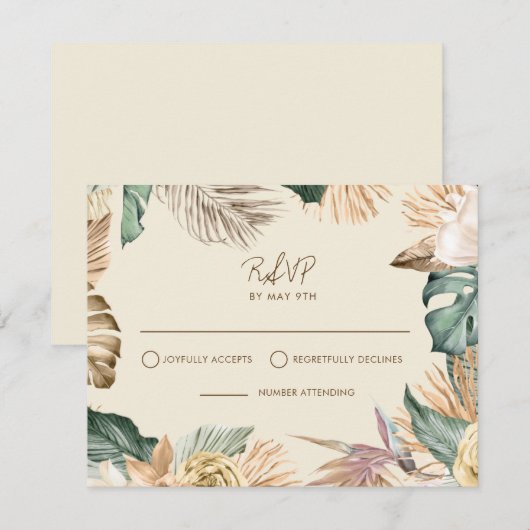 Carte RSVP Tropical Leaf Beach (Devant / Derrière)