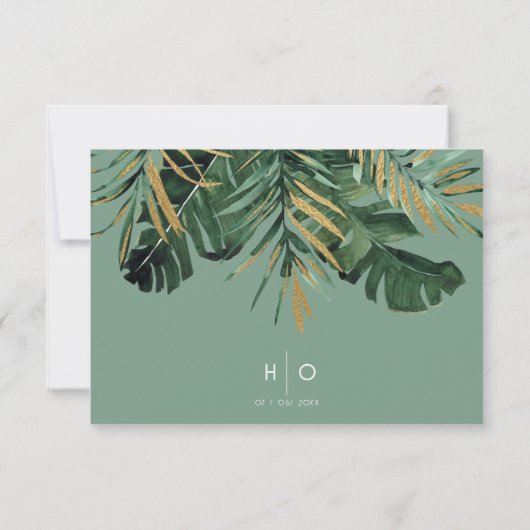 Carte RSVP Tropical moderne Palm vert poussiéreux  (Dos)