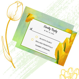 Carte RSVP Tulipes Aquarelle Jaune