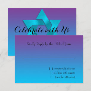 Carte RSVP Turquoise à Violet Ombre avec étoile