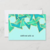 Carte RSVP Turquoise Aqua Star de David (Devant)