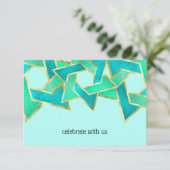 Carte RSVP Turquoise Aqua Star de David (Debout devant)