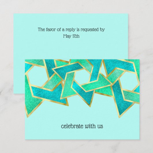 Carte RSVP Turquoise Aqua Star de David (Devant / Derrière)
