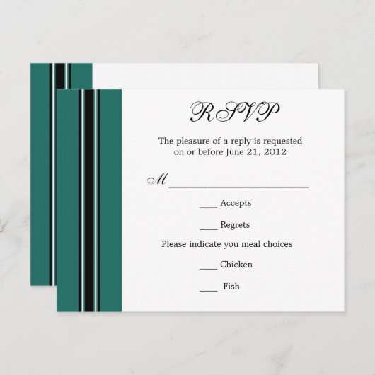Carte RSVP Turquoise classique Brown (Devant / Derrière)
