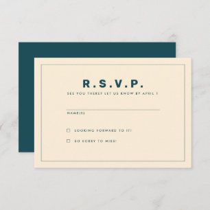 Carte RSVP turquoise et beige Wes Anderson inspiré