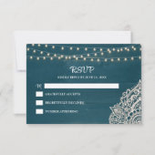 Carte RSVP Turquoise foncé Elégance rustique (Devant)