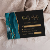 Carte RSVP Turquoise Gold Agate moderne mariage fo