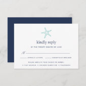 Carte RSVP Turquoise & Navy Starfish avec choix de (Devant / Derrière)