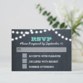 Carte RSVP Turquoise pour tableau lumineux (Debout devant)