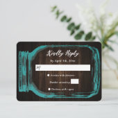 Carte RSVP Turquoise Rustique Mason Jar Mariage de (Debout devant)
