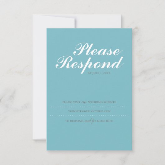 Carte RSVP Turquoise, Site Web de Mariage (Devant)