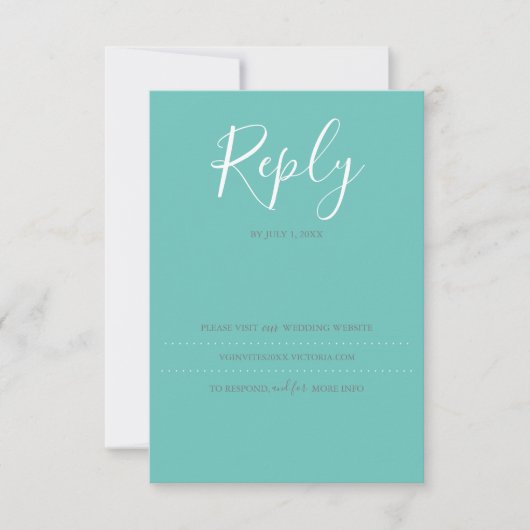 Carte RSVP Turquoise, Site Web de Mariage (Devant)