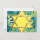 Carte RSVP Turquoise Vert Aquarelle Jaune (Devant)