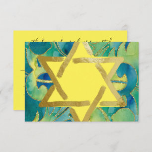 Carte RSVP Turquoise Vert Aquarelle Jaune