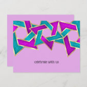 Carte RSVP Turquoise violet étoile de David (Devant / Derrière)