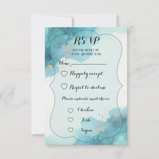 Carte RSVP - Vague aquarelle (Devant)