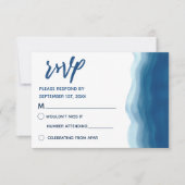 Carte RSVP | Vague Aquarelle Bleue (Devant)
