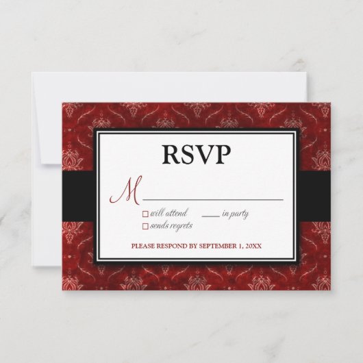 Carte RSVP Velours Rouge broyé (5 po x 3,5 po) (Devant)