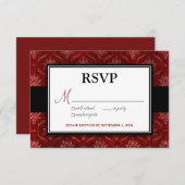 Carte RSVP Velours Rouge broyé (5 po x 3,5 po) (Devant / Derrière)