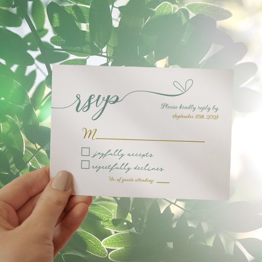 Carte RSVP Verdure Et Mariage Or